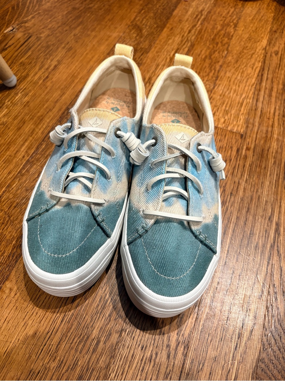 Sperry Teal and Cream Canvas Lace-Up Sneakers